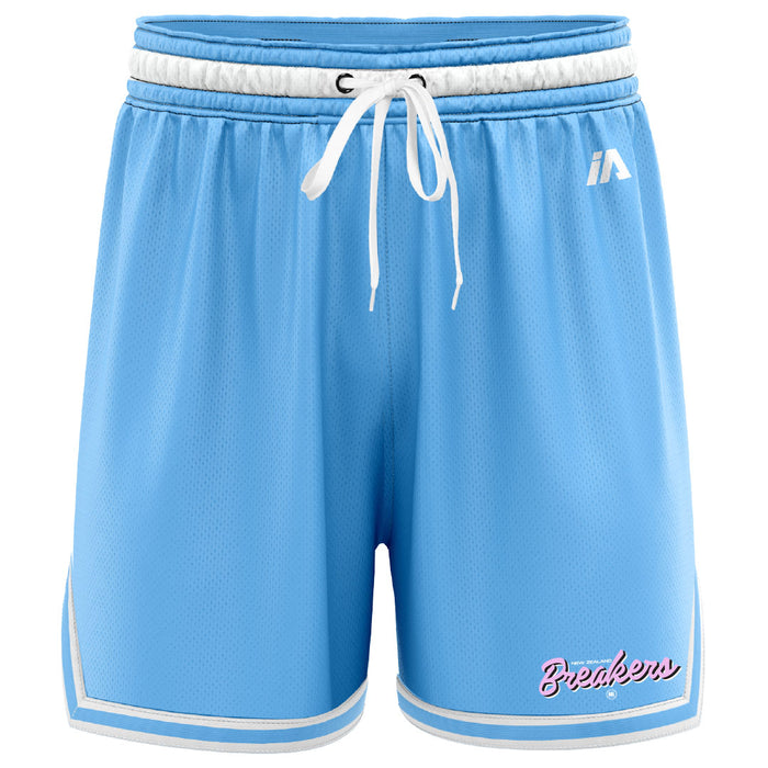 NZ Breakers NBL25 Script Casual Shorts with Pockets - Carolina/White